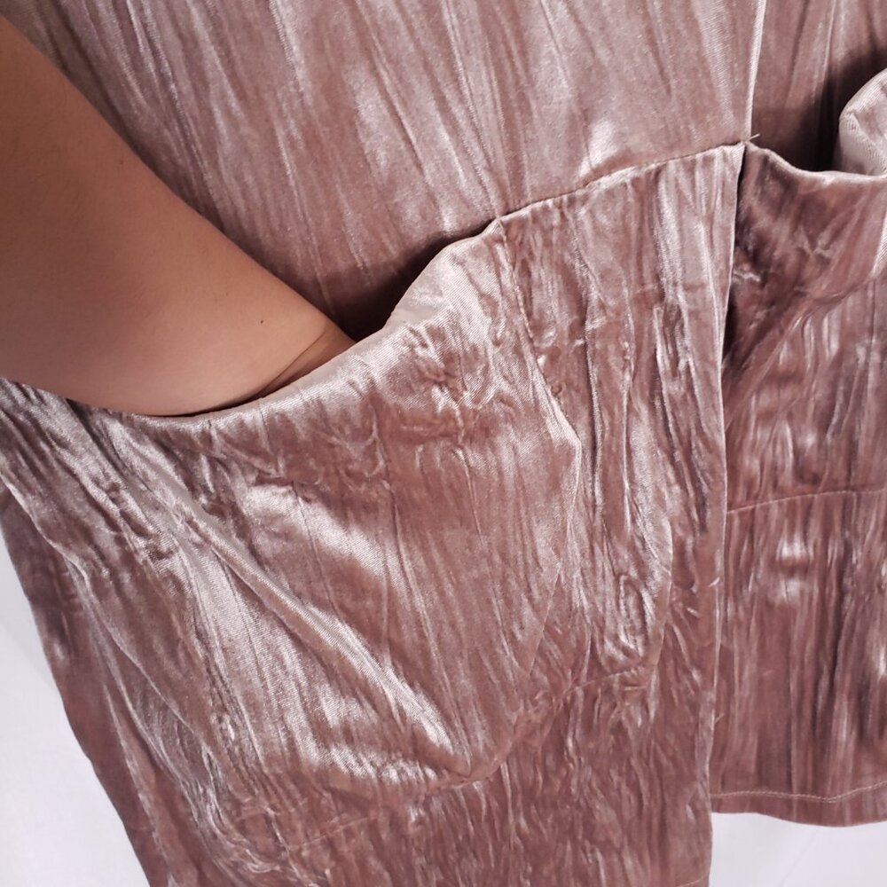 Spirit Of Grace Dusty Rose Shiny Velvet Short Sleeve Thick Sleepwear Dress S - Picture 8 of 12